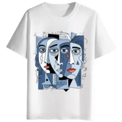 Cubist Gaze Round Neck Half Sleeves Printed T-Shirt