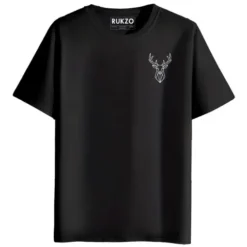rukzo classic round neck unisex t-shirt black color