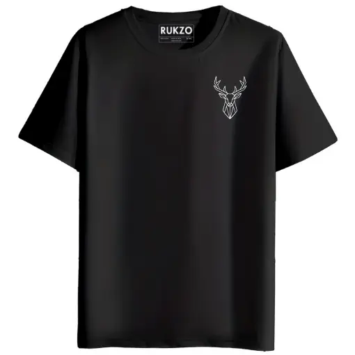 rukzo classic round neck unisex t-shirt black color