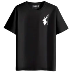RUKZO Classic Round Neck Half Sleeve Unisex T-Shirt black