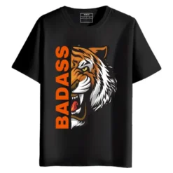 Badass Tiger round neck half sleeves graphic Printed T-Shirt