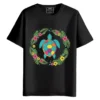 Floral Sea Turtle round neck half sleeves graphic printed T-Shirt