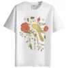 Floral Songbird" round neck half sleeves graphic printed T-Shirt