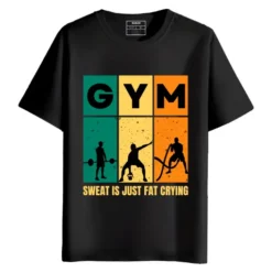 Sweat is Just Fat Crying round neck half sleeves graphic printed T-Shirt