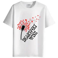 Red Heartfelt Wish Flower round neck half sleeves graphic Printed T-Shirt