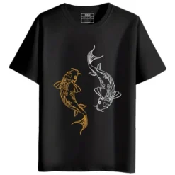 KOI Fish Round Neck Half Sleeves Graphic Printed T-Shirt