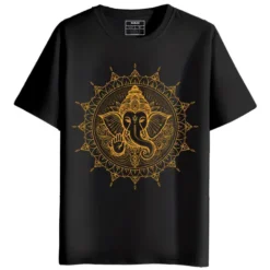 Lord Ganesha Mandala round neck half sleeves graphic Printed T-Shirt
