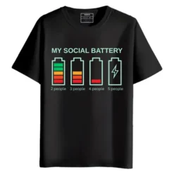 My Social Battery round neck half sleeves graphic printed T-Shirt