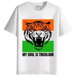 My Soul is Tricolour round neck half sleeves graphic Printed T-Shirt