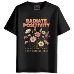 RUKZO Let Positivity Be Your Guiding Star graphic printed round neck half sleeve T-shirt