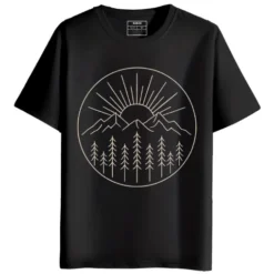 Sunrise Over The Pines Round Neck Half Sleeves Printed T-Shirt