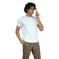 PIMA Cotton Round Neck Half Sleeve White T-Shirt