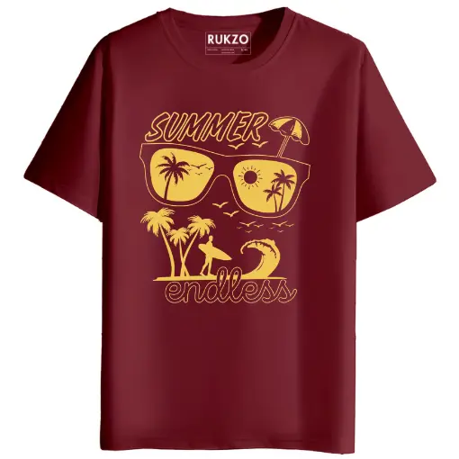 RUKZO Beach summer endless Graphic Printed Unisex T-Shirt maroon
