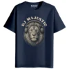 rukzo dj majestic lion headphones printed unisex t-shirt navy blue