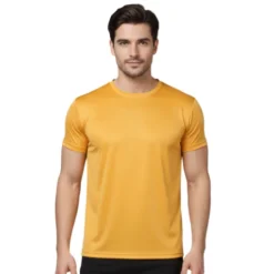 Rukzo Dry Fit T-Shirt for Gym, Fitness & Training - Mustard