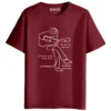 rukzo guitar player line art music lover graphic t-shirt maroon