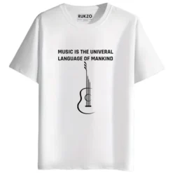 rukzo music lovers guitar graphic t-shirt universal language white