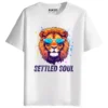 rukzo settled soul chill lion graphic printed unisex t-shirt white