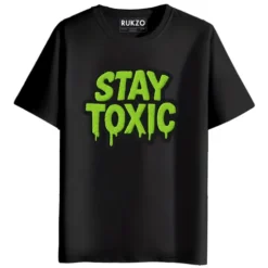 RUKZO Stay Toxic Graphic Printed Unisex T-Shirt black