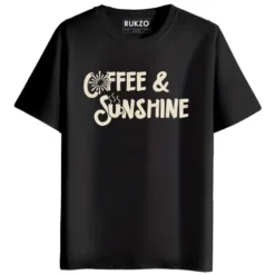 RUKZO Coffee & Sunshine Graphic Printed Unisex T-Shirt black