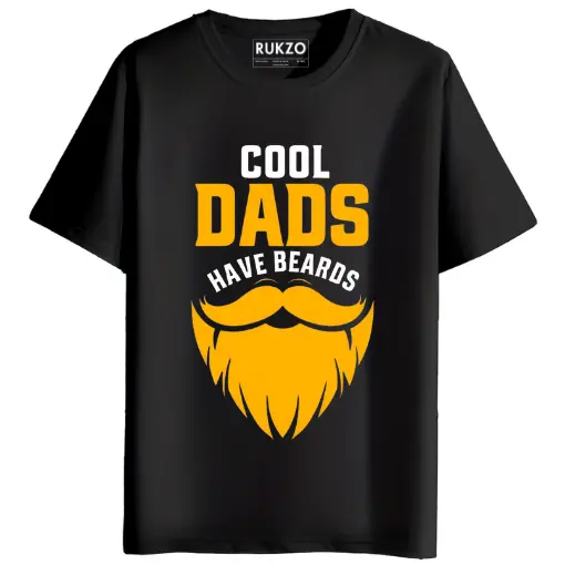 RUKZO Cool Dads Have Beards Graphic Printed T-Shirt for men and women in black