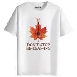 RUKZO Don't Stop Beleafing Graphic Printed Unisex T-Shirt for men and women in white