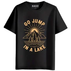 Go Jump in a Lake Graphic Printed Unisex T-Shirt black