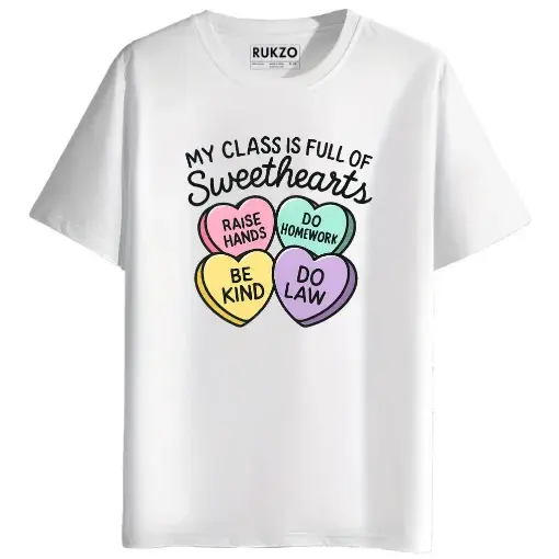 RUKZO My Class is Full of Sweethearts Graphic Printed Unisex T-Shirt for men and women in white