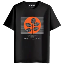 RUKZO Plants are My Soil Mates Graphic Printed Unisex T-Shirt for men and women in black