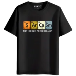 RUKZO Sarcasm Graphic Printed Unisex T-Shirt for men and women in black