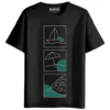 RUKZO Seaside Graphic Printed Unisex T-Shirt black
