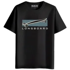 RUKZO Skate Longboard Graphic Printed Unisex T-Shirt for men and women in black