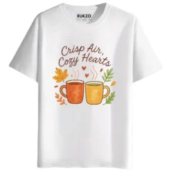 RUKZO Crisp Air Cozy Hearts Graphic Printed Unisex T-Shirt