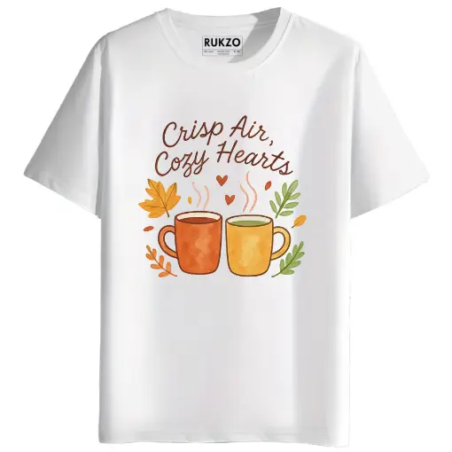 RUKZO Crisp Air Cozy Hearts Graphic Printed Unisex T-Shirt
