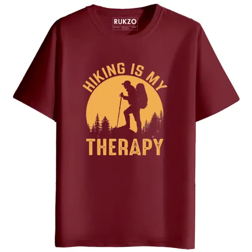 RUKZO Hiking is My Therapy Graphic Printed Unisex T-Shirt