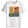 RUKZO The Surf Crew Retro Beach Lifestyle Graphic Printed Unisex T-Shirt for men and women in white