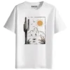RUKZO Desert Vibes Graphic Printed Unisex T-Shirt for men and women in white