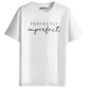RUKZO Perfectly Imperfect Graphic Printed Unisex T-Shirt for men and women in white