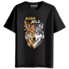 rukzo born wild graphic printed t-shirt for men and women in black