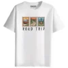 RUKZO Road Trip Graphic Printed Unisex T-Shirt for men and women in white