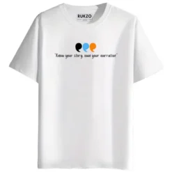 RUKZO Know Your Story Own Your Narrative Graphic Printed Unisex T-Shirt in white